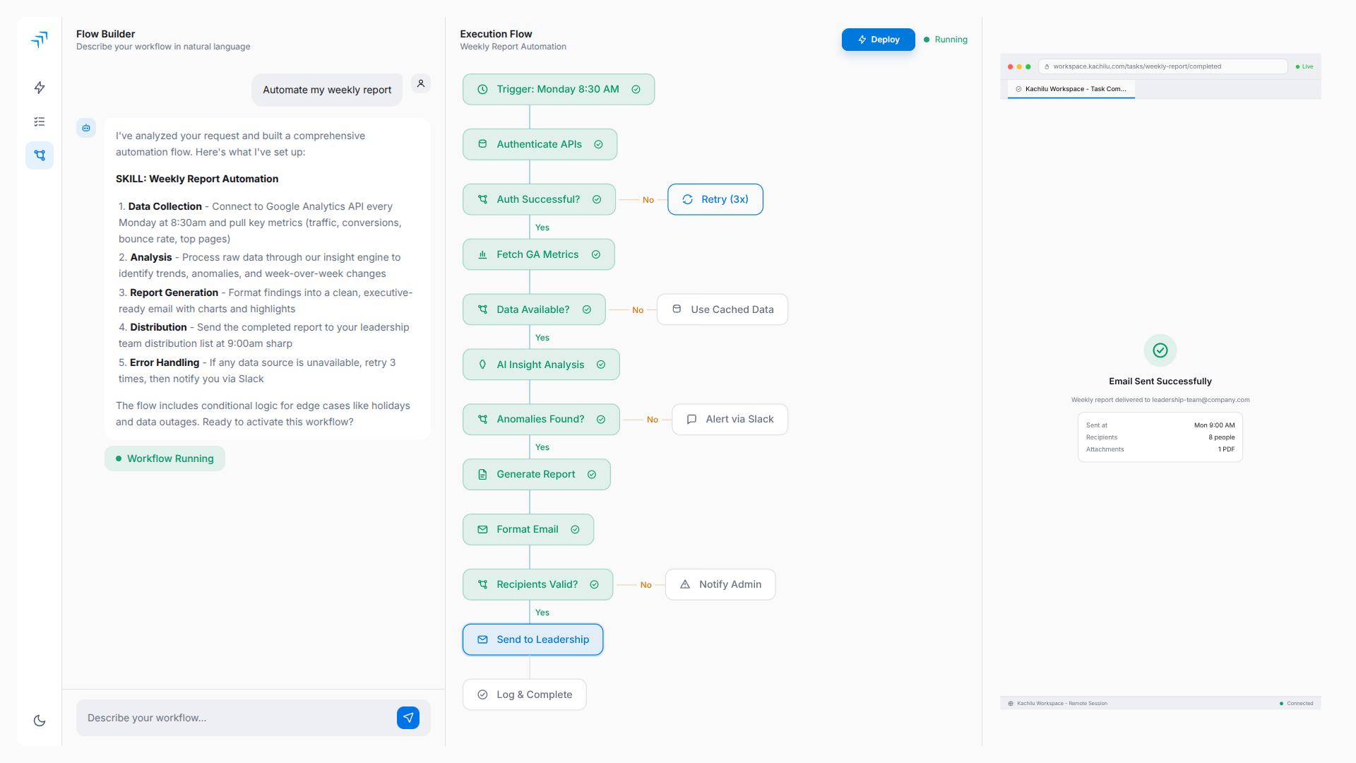 Operational workflow execution view